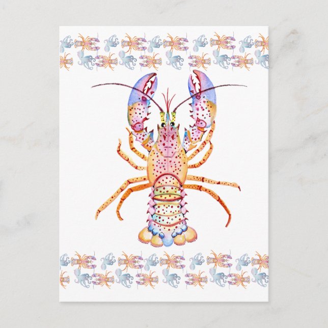 Postal Festiva Pink and Blue Lobster (Anverso)