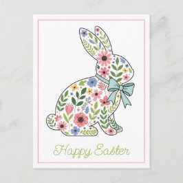 Postal Festiva Pink and Blue Wildflower Easter Rabbit