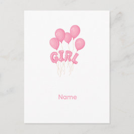 Postal Festiva Pink Baby Girl Balloon Celebration - Cute Nursery 