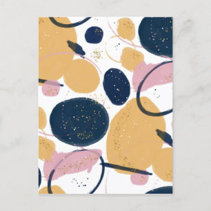 Postal Festiva Pink Blue Strokes Resumen de arte creativo