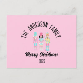 Postal Festiva Pink Christmas Nutcracker Pastel Personalized Name