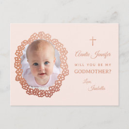 Postal Festiva Pink Godmother Proposal Girl Photo & Floral Wreath