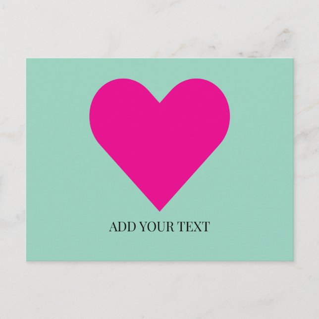 Postal Festiva Pink Heart Custom Postcard (Anverso)