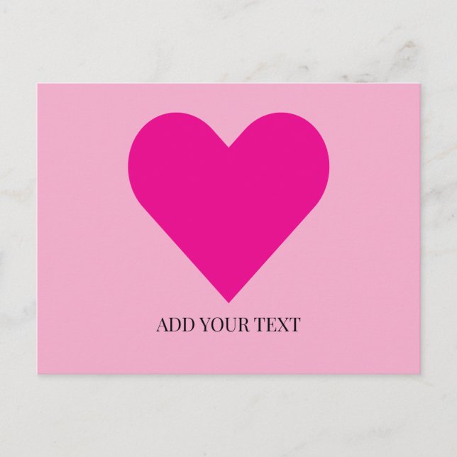 Postal Festiva Pink Heart Custom Postcard (Anverso)