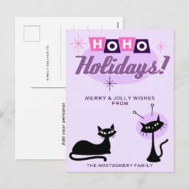 Postal Festiva Pink Midcentury Modern Ho Ho Holidays Christmas