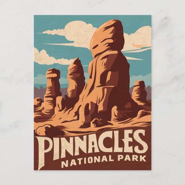 Postal Festiva Pinnacles Parque nacional Retro Viaje Arte (Anverso)