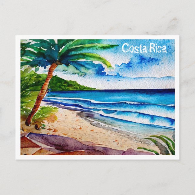 Postal Festiva Pintado acuático Costa Rica Beach Pura Vida (Anverso)