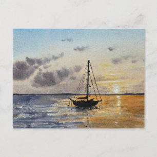 Postal Festiva Pintura al acuarela del cielo al atardecer