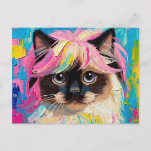 Postal Festiva Pintura al óleo de gato lindo (#9)