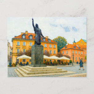 Postal Festiva Pintura al óleo de Varsovia - monumento a Jan Kili