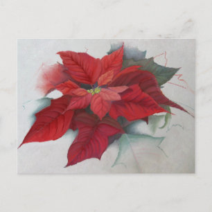 Postal Festiva Pintura de aceite de los Navidades de Poinsettia