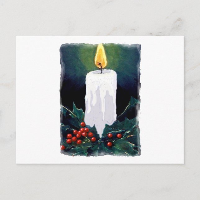 Postal Festiva Pintura de Candle y Holly: Navidades (Anverso)