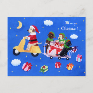 Postal Festiva Pintura de entrega de navidades Labrador