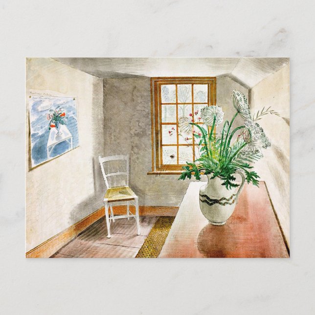 Postal Festiva Pintura de Eric Ravilious, Interior de Ironbridge (Anverso)