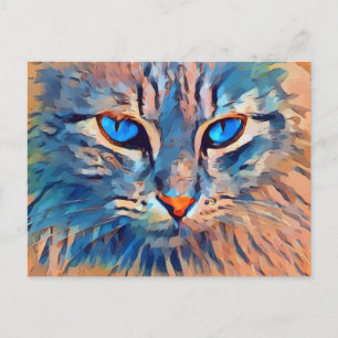 Postal Festiva Pintura de gatos