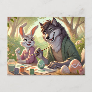 Postal Festiva Pintura de huevo de Pascua - Diversión de arte de