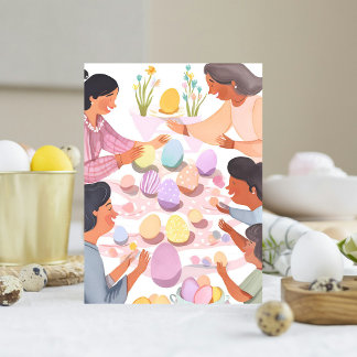 Postal Festiva Pintura de huevo de Pascua | Pascua de acuarela he