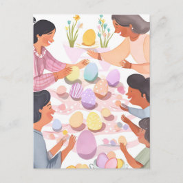 Postal Festiva Pintura de huevos de Pascua | Pascua acuática arte