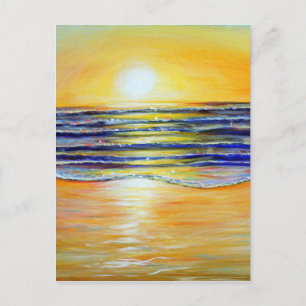 Postal Festiva Pintura de la puesta del sol en Nochevieja