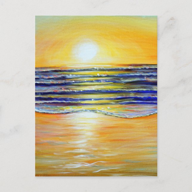 Postal Festiva Pintura de la puesta del sol en Nochevieja (Anverso)