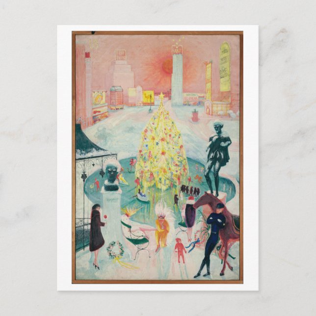 Postal Festiva Pintura de Navidades Art Deco de Florine Stettheim (Anverso)