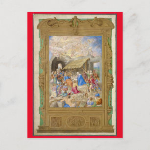 POSTAL FESTIVA PINTURA DE RENACIMIENTO DE LA NATIVIDAD COMO TARJE
