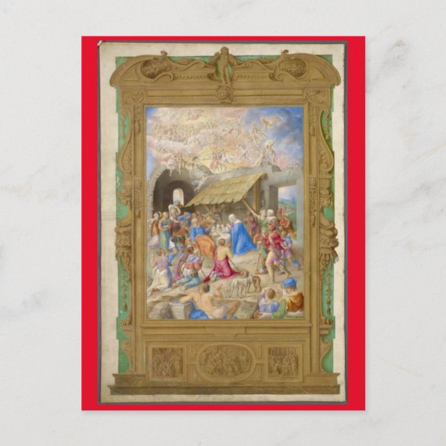 POSTAL FESTIVA PINTURA DE RENACIMIENTO DE LA NATIVIDAD COMO TARJE (Anverso)
