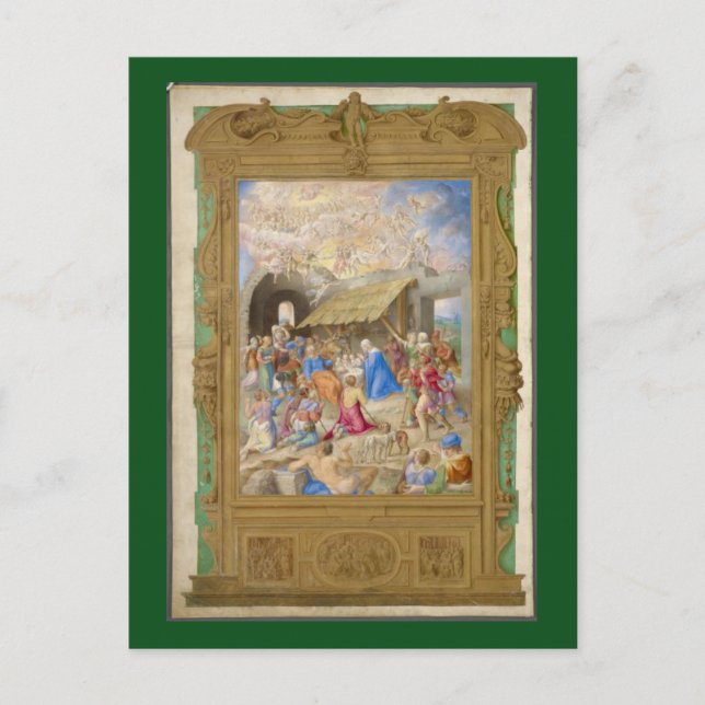 POSTAL FESTIVA PINTURA DE RENACIMIENTO DE LA NATIVIDAD COMO TARJE (Anverso)