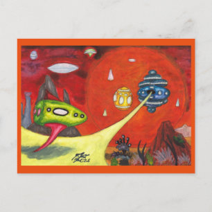 Postal Festiva Pintura en acuarela Ciencia Ficción Arte de Dimens