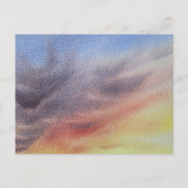 Postal Festiva Pintura en acuarela del cielo al atardecer