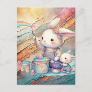 POSTAL FESTIVA PINTURA PASCUA FLORAL PRECIOSA