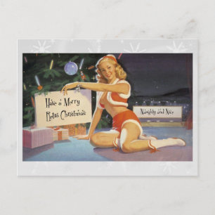Postal Festiva Pinup de Navidades retro