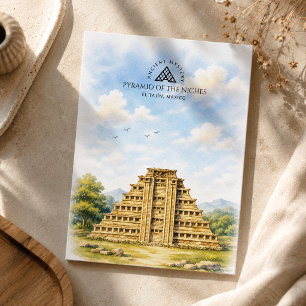 Postal Festiva Pirámide de los Nichos en El Tajín, México Viaje