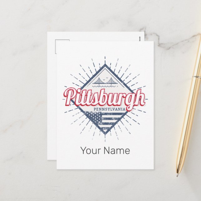 Postal Festiva Pittsburgh City Estados Unidos Pennsylvania Estado (Anverso/Reverso In Situ)