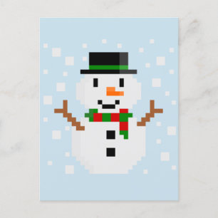 Postal Festiva Pixel Art SNOWMAN