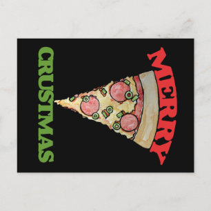 Postal Festiva Pizza de Navidades de Feliz Crustmas