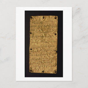 Postal Festiva Placa de oro con la inscripción fenicia, de Santa