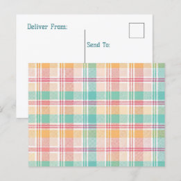 Postal Festiva Placa Multicolor a cuadros