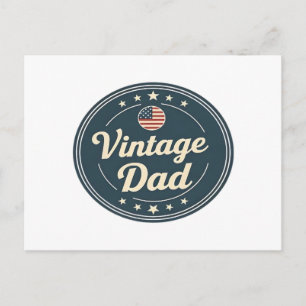 Postal Festiva Placa Retro de Papá Vintage Clásico Estrellas y Fr