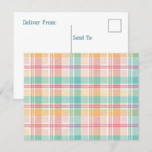 Postal Festiva Plaid de cuadros multicolor