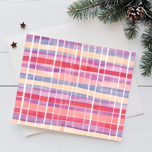 Postal Festiva Plaid Dibujado Pastel   Acuarela Linda