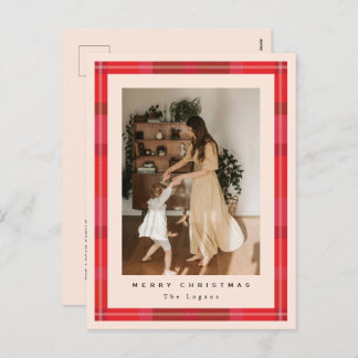 Postal Festiva Plaid Frame Holiday Postcard