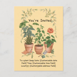 Postal Festiva Plant Swap Invitation Earth Day Event Card