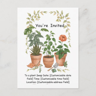Postal Festiva Plant Swap Invitation Earth Day Event Card