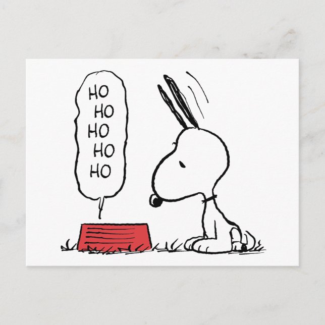 Postal Festiva Plato de comida Peanuts | Snoopy Ho Ho Ho (Anverso)