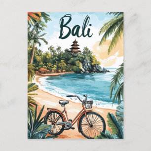 Postal Festiva Playa de Bali con bicicleta - Viajes tropicales