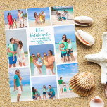 Postal Festiva Playa de Collage de fotos familiar de moda Mele Ka<br><div class="desc">Moda personalizable playa  playa familia foto Navidades de collage postal con tus fotos tropicales favoritas al sol. Añada 9 de sus recuerdos favoritos de sus vacaciones en la isla a la costa. Una hermosa postal costera de vacaciones con un diseño fotográfico limpio y moderno y escritura azul bonito.</div>