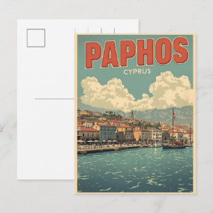 Postal Festiva Playa de Pafos - Recuerdos de viaje por Chipre