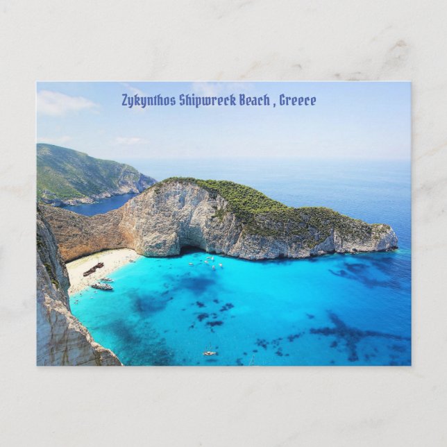 Postal Festiva Playa de Zykynthos Shipwreck, Grecia (Anverso)