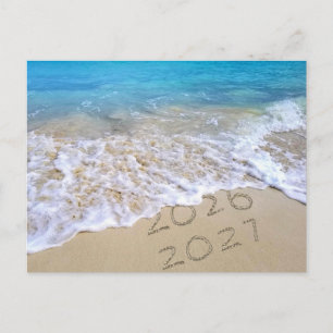 Postal Festiva Playa del océano tropical de año nuevo 2027